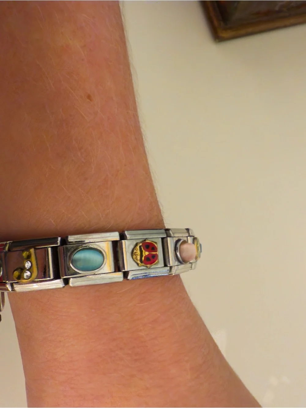 Vintage Lavello Italian Charm Silver Tone Ladies Bracelet Watch with White Dial